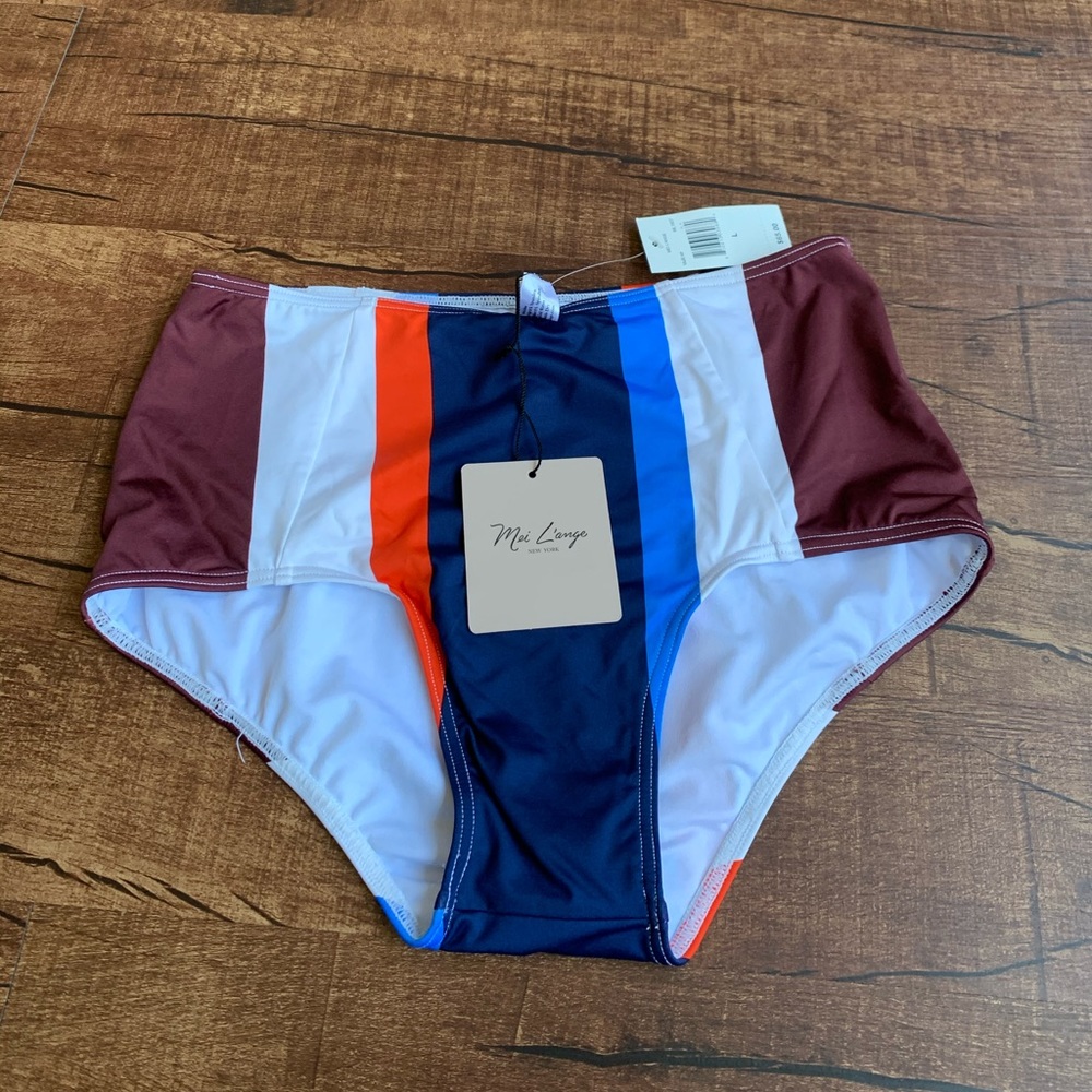 Meilange multi stripe size large bikini bottom